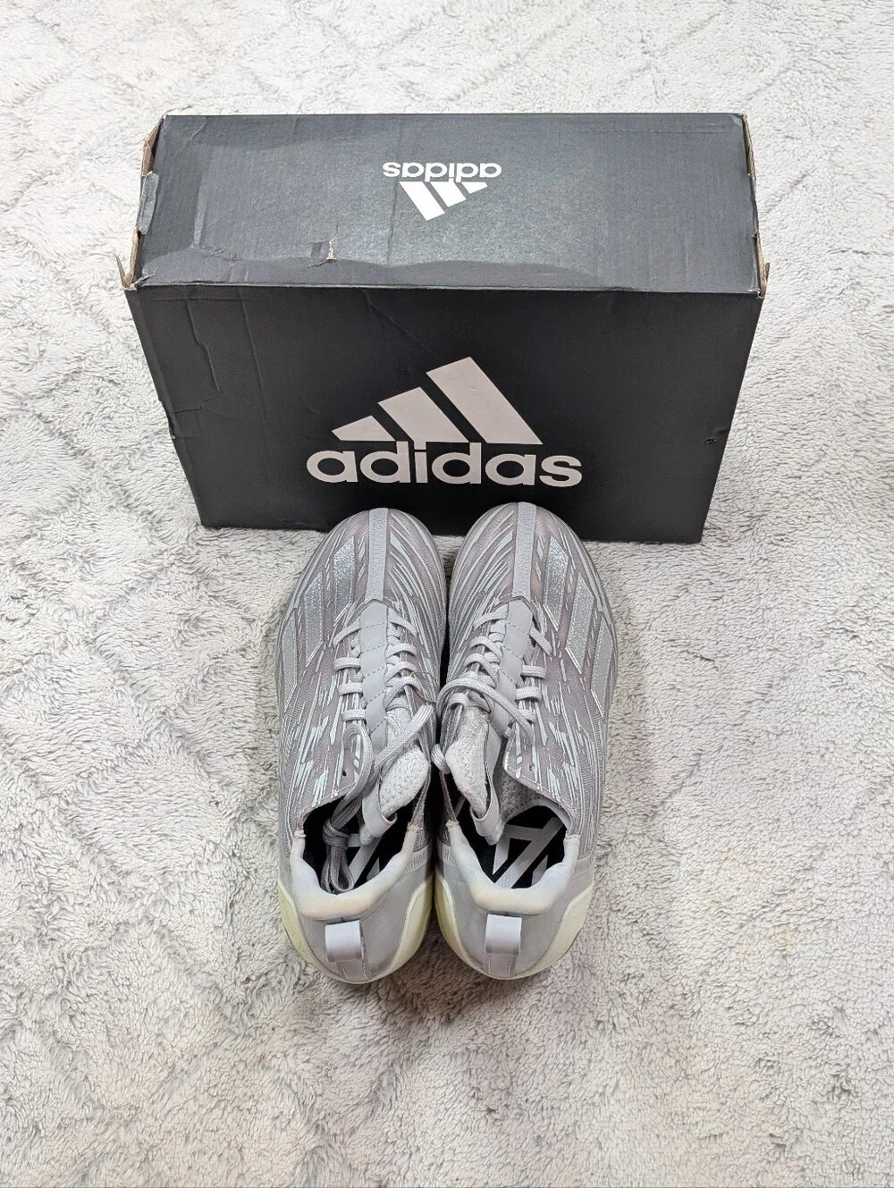 Adidas Adizero Gray Silver Metallic Football Cleats Mens Sz 8.5 GX5414 NEW